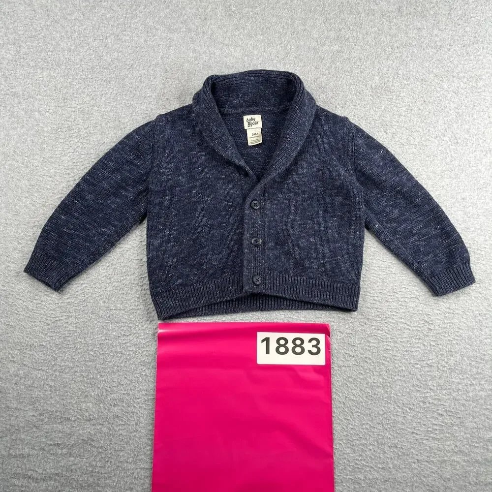 Baby B'gosh Knit Sweater Baby Size 24 Months Button Up Navy Blue Heather